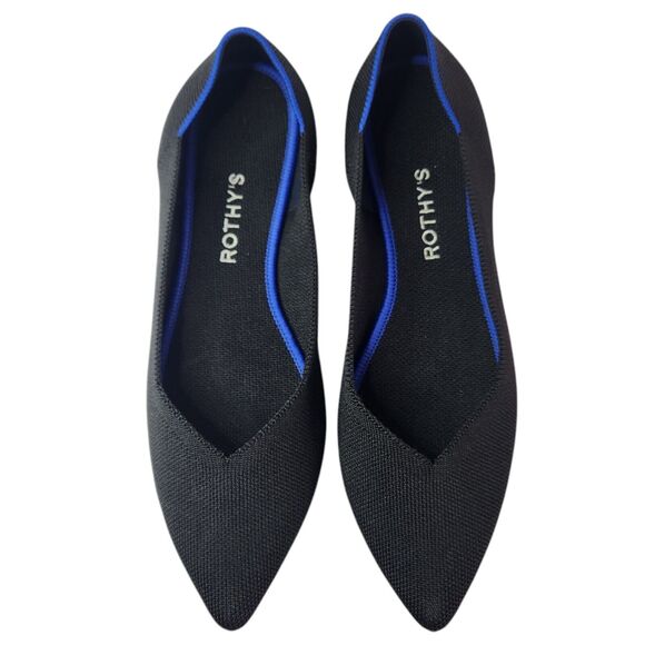 Rothys The Point Womens Size US 10 Solid Black Pointed Toe Ballet Flats Shoes - Picture 1 of 11